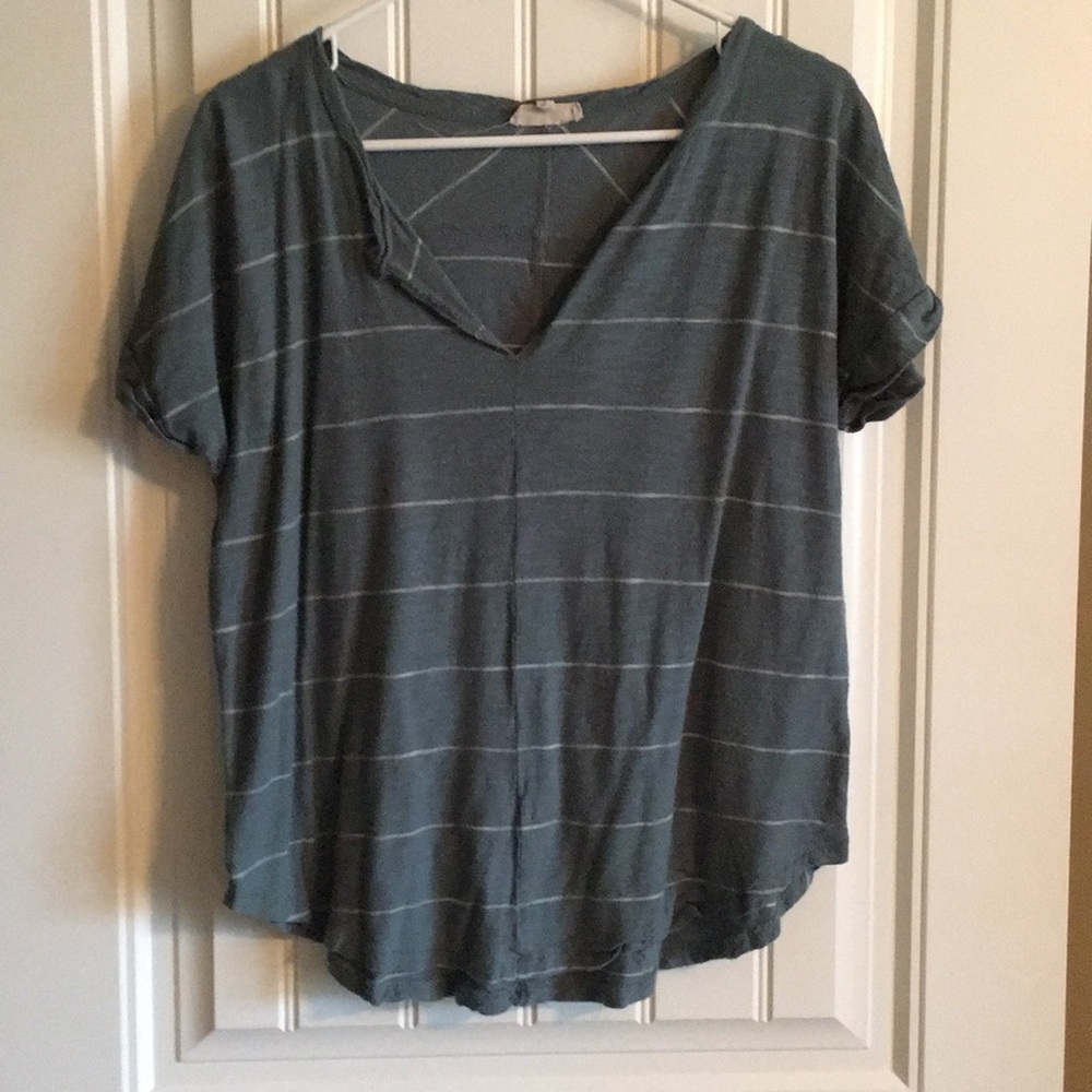 Teal and white T-shirt